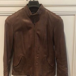 BAGATELLE BROWN GENUINE LEATHER BOMBER JACKET